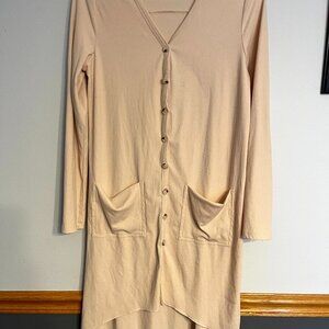 Women's Size small long length long sleeve cardigan Ribbed Button down, pockets
